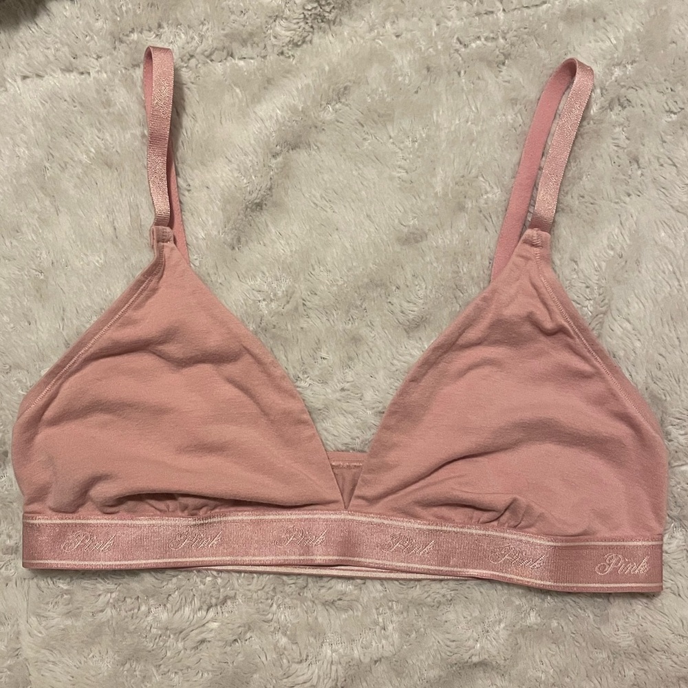 PINK Victoria’s Secret Limited-Edition Chalk Rose Logo Cotton Triangle Bralette🎀